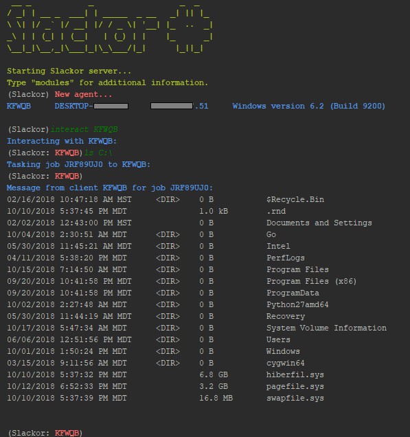 A Golang implant that uses Slack as a command and control server