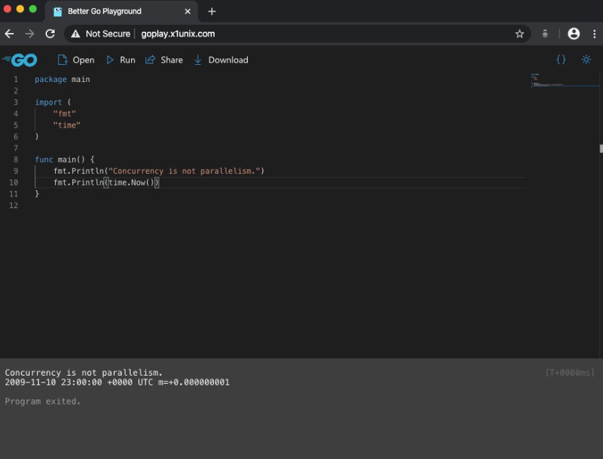 Better Go Playground powered by React and Monaco editor