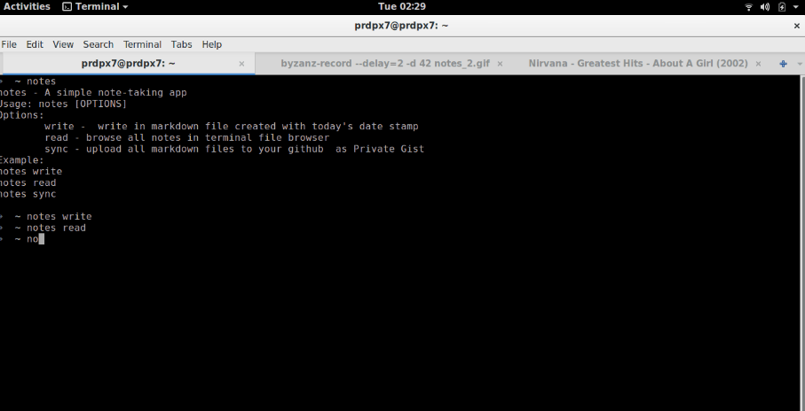 A simple CLI app to take notes daily on markdown file