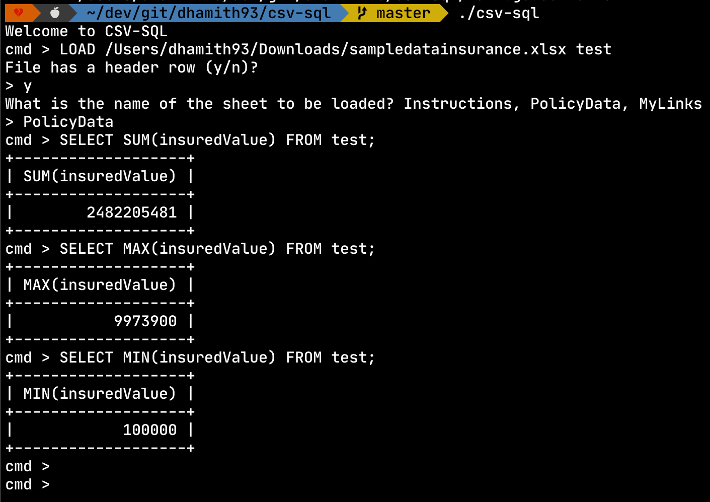 sqlite command line script